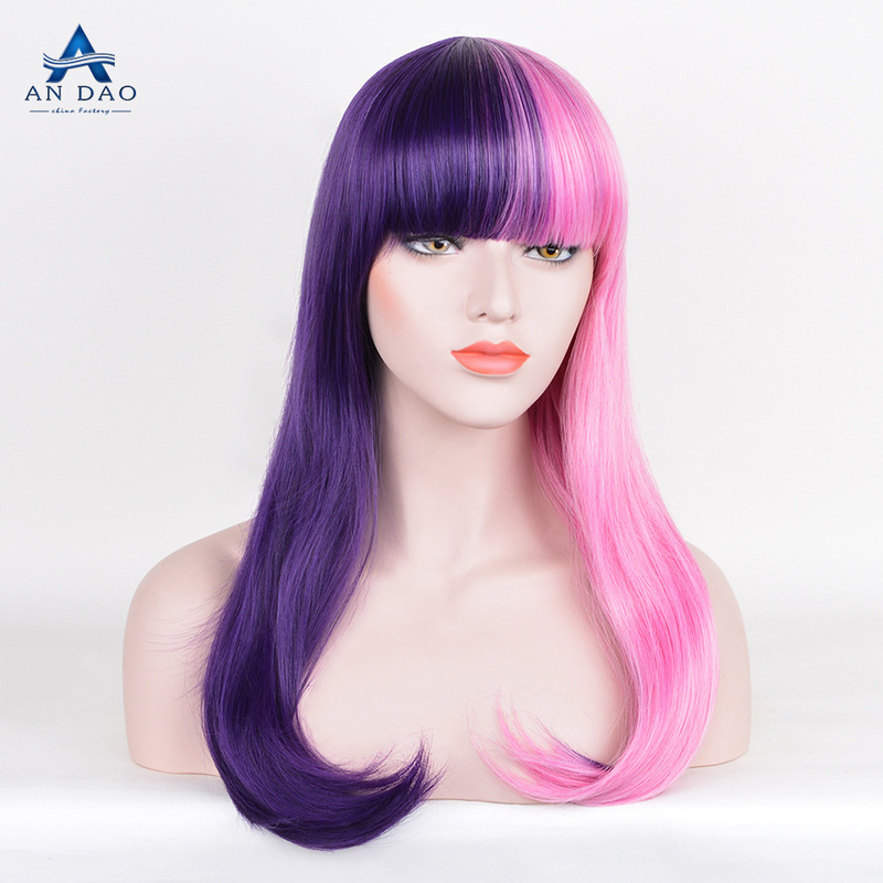 An Dao Manufacturer My Little Pony Rainbow Dash Colorful Wig Anime Cosplay Long Straight Wig Headgear