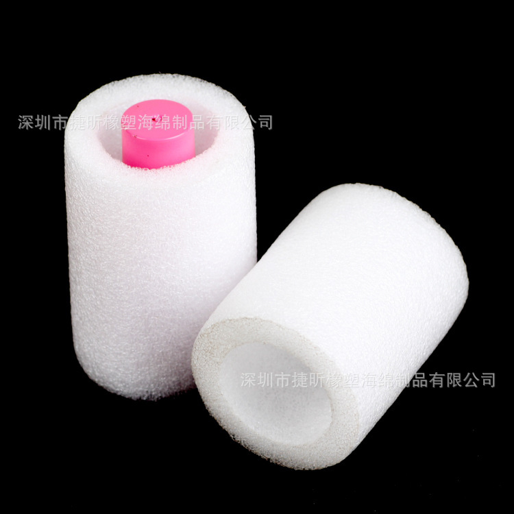 批发白色珍珠棉空心保护套 指甲油防摔包装海绵管 玻璃瓶泡沫套