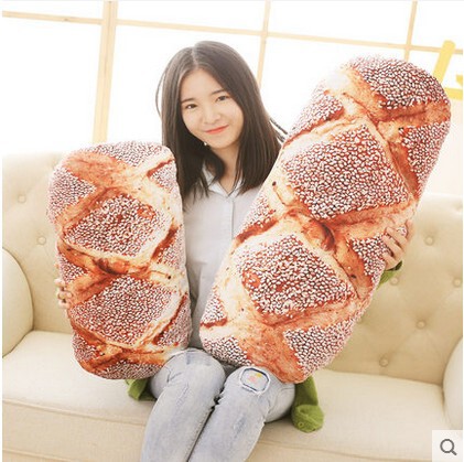 Factory direct sale of a creative simulated bread pillow plush birthday gift with printable logo QR code on dropshipping