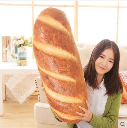 Factory direct sale of a creative simulated bread pillow plush birthday gift with printable logo QR code on dropshipping