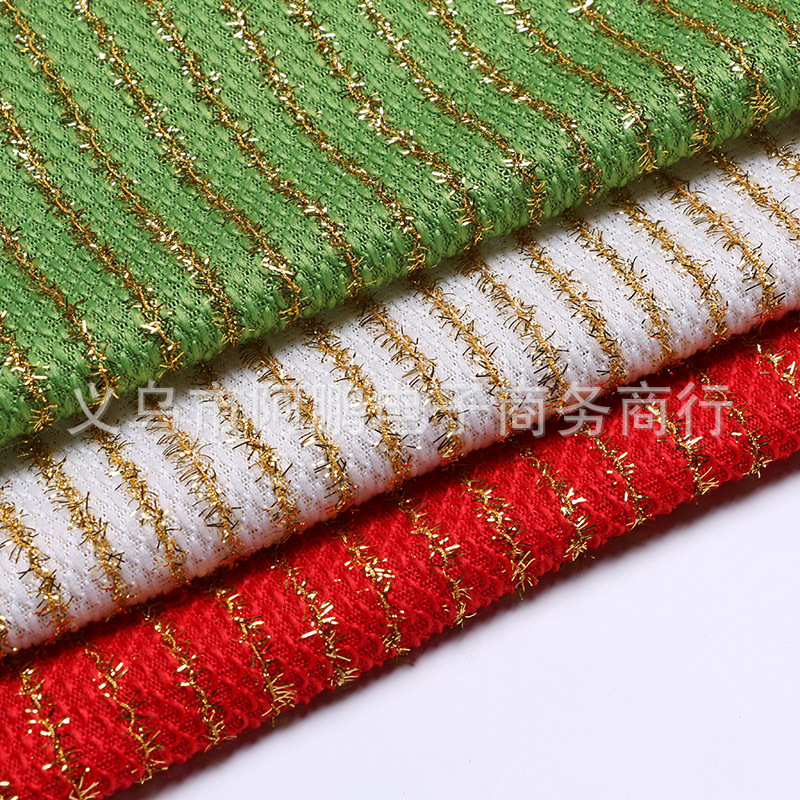 厂家现货批发 色织圣金线条纹布料   DIY制作布料金线提花面料