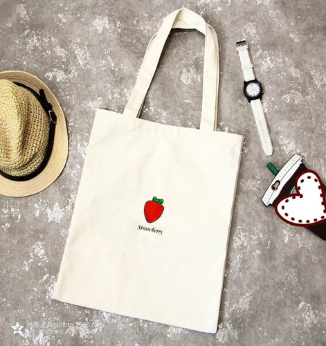 New Cute Cartoon Fruit Polyester Fabric Fresh Women's Single Strap Handbag Simple Student School Bag Shopping Bag