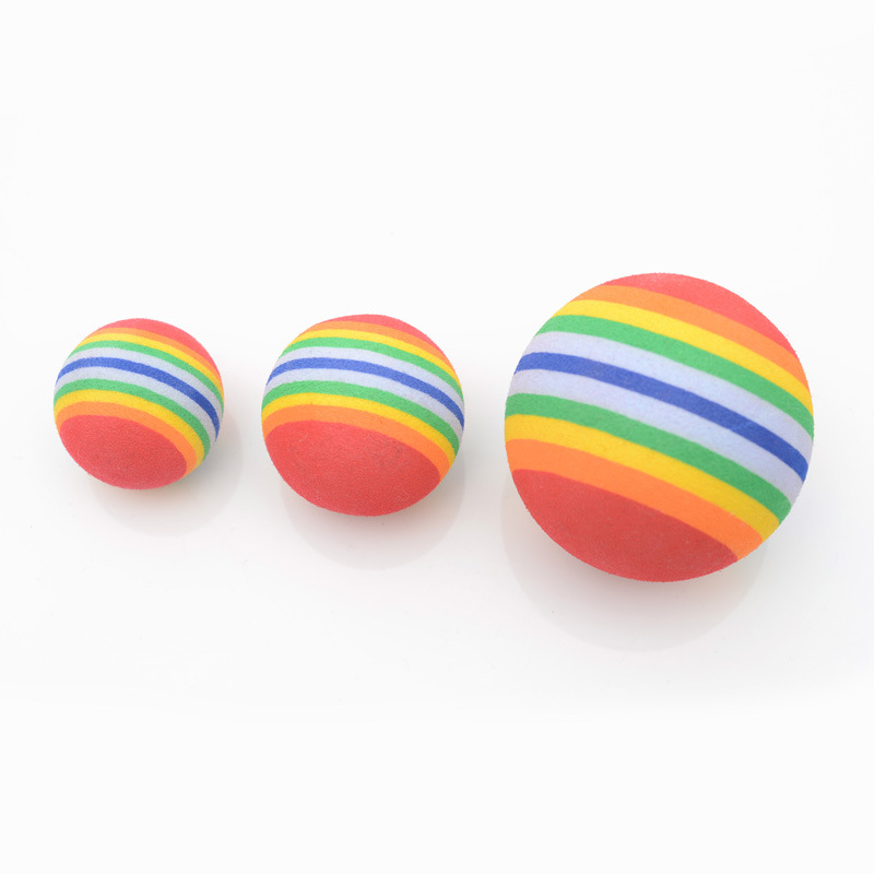 Bola de arco iris bola colorida Bola de juguete de gato EVA material espuma bola de algodón Bola de juguete para mascotas suministros para mascotas