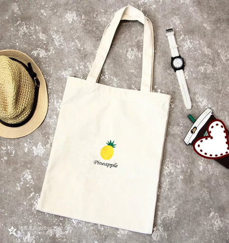 New Cute Cartoon Fruit Polyester Fabric Fresh Women's Single Strap Handbag Simple Student School Bag Shopping Bag