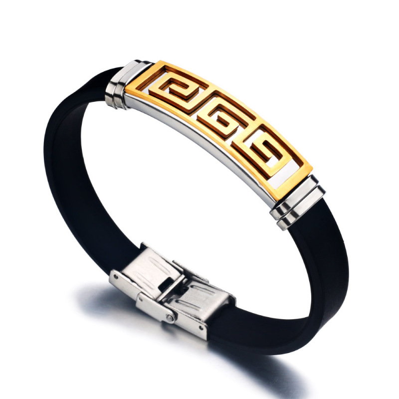 Korean-style Hot Couple Bracelet Hollow Two-color Great Wall Pattern Bracelet Casual Bracelet for Men and Women Personalized Bracelet Korean-style Hot Couple Bracelet Hollow Two-color Great Wall Pattern Bracelet Casual Bracelet for Men and Women Personalized Bracelet