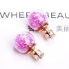 Sexy glossy zirconium, earrings, double-sided crystal, double wear