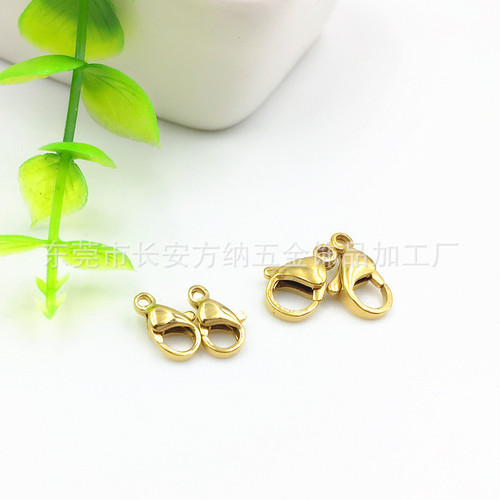 Vacuum electroplated gold lobster clasp stainless steel 18K gold jewelry clasp titanium lobster clasp polished water drop clasp