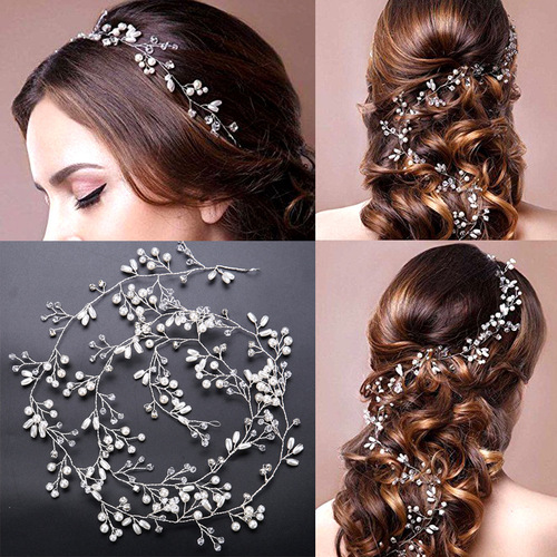 European and American foreign trade hot-selling bridal handmade pearl braided headband, wedding dress accessories, headband, bridal jewelry