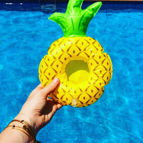 Ins hot sale fruit watermelon lemon pineapple cup holder inflatable water coaster floating drink cup holder