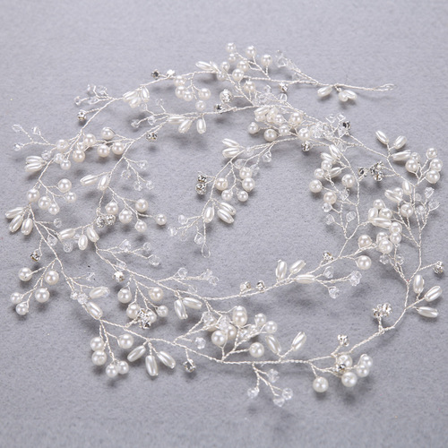 European and American foreign trade hot-selling bridal handmade pearl braided headband, wedding dress accessories, headband, bridal jewelry
