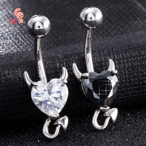 European and American simple little devil heart-shaped navel button Amazon navel nail 316 stainless steel navel nail