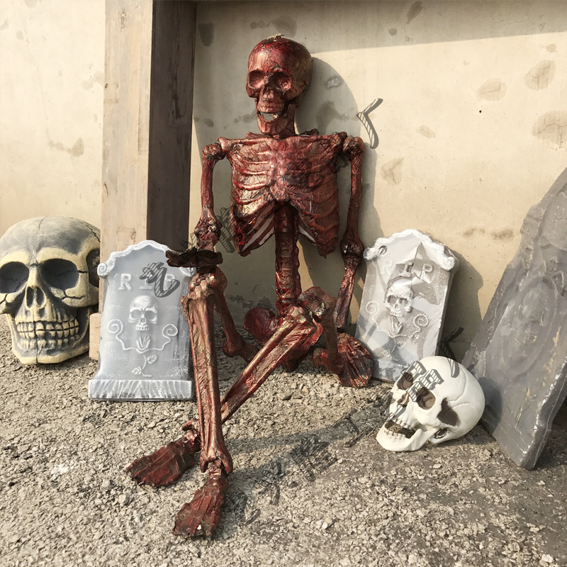Props de terror de Halloween 165cm esqueleto humano esqueleto esqueleto plástico esqueleto decoración de terror cámara secreta
