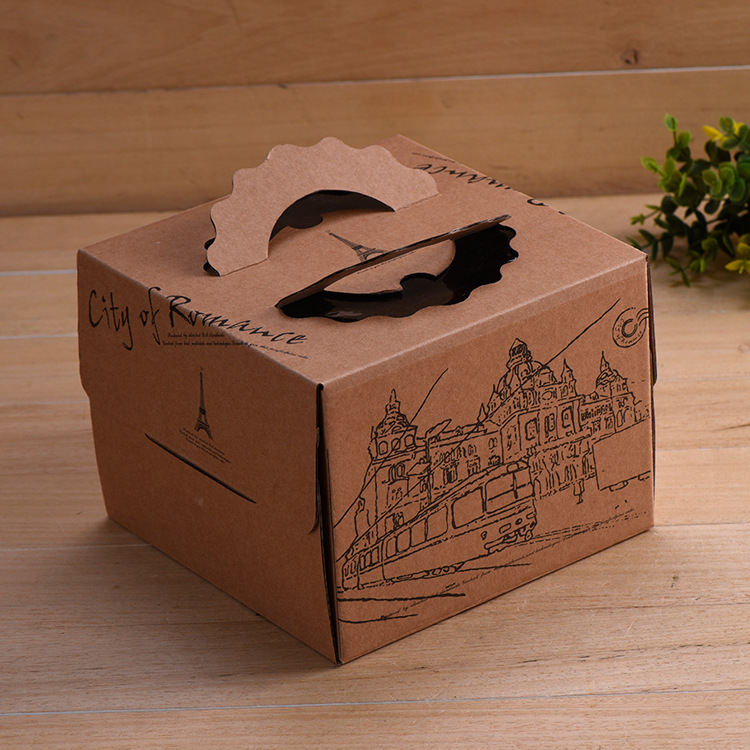 ins风牛皮纸纸盒创意瓦楞纸包装盒白卡纸点心蛋糕烘焙手提包装盒