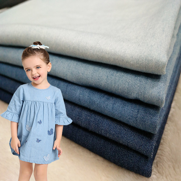 32*36 Non-Stretch Thin Cotton Denim Washed Spring and Autumn High-Quality Fabric Children's Clothing Pants Shirts Dresses