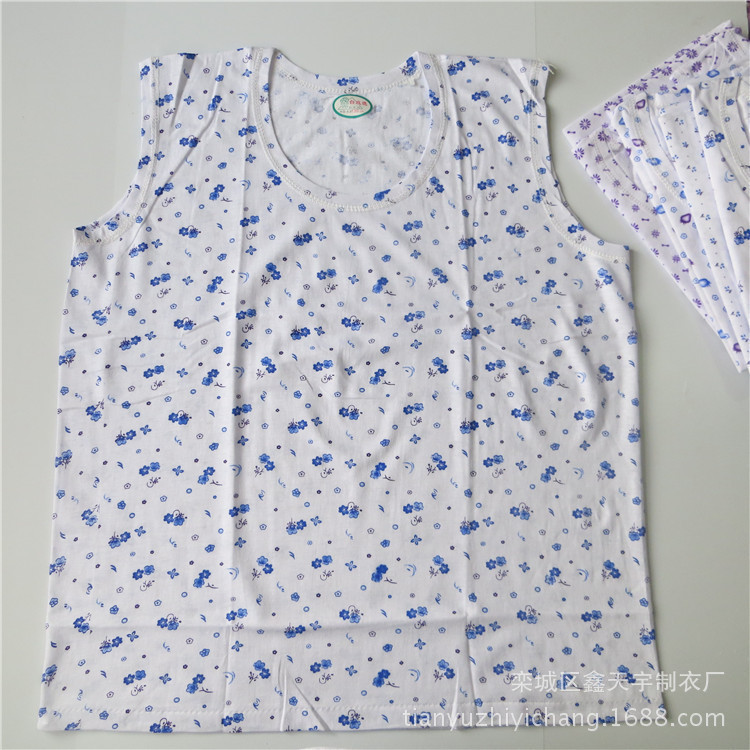 Factory wholesale middle-aged women's cotton wide shoulder vest old lady cotton sleeveless large vest Mother Base shirt