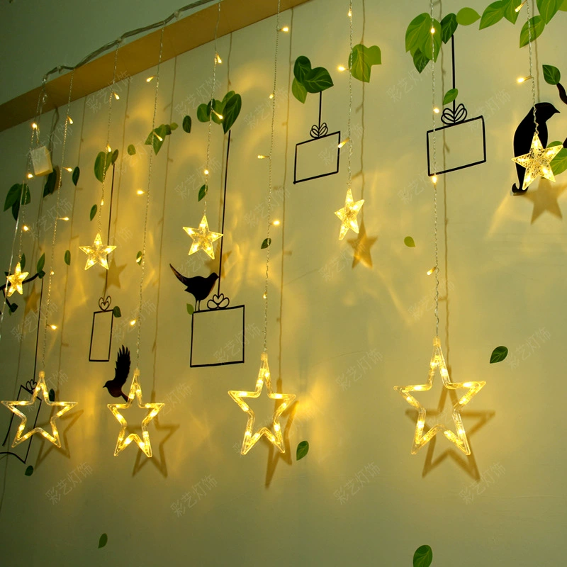LED Christmas Cloth Lights, Star & Moon Hanging, Warm/White, USB/Battery/Plug, Remote Options