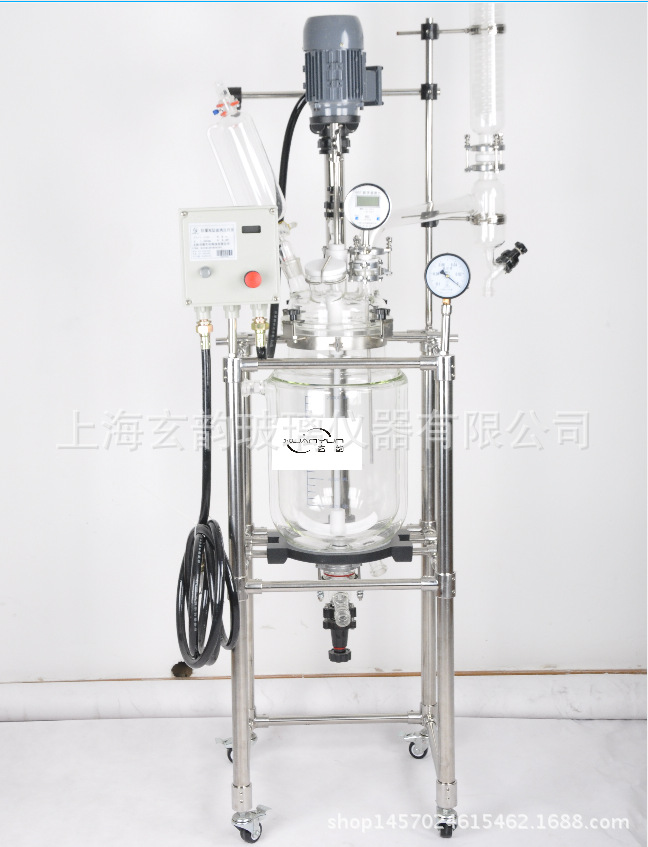 双层玻璃反应釜20升/20L-高硼硅玻璃反应釜厂家直销