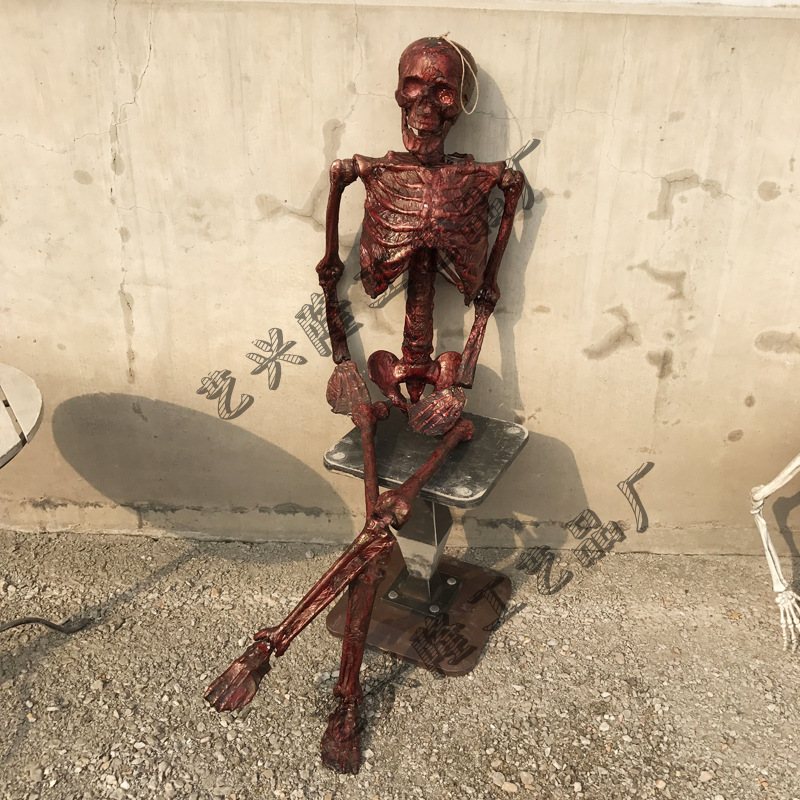 Props de terror de Halloween 165cm esqueleto humano esqueleto esqueleto plástico esqueleto decoración de terror cámara secreta