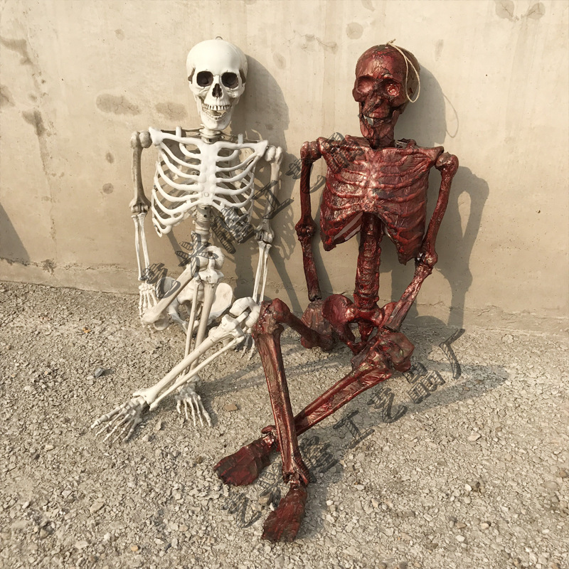 Props de terror de Halloween 165cm esqueleto humano esqueleto esqueleto plástico esqueleto decoración de terror cámara secreta