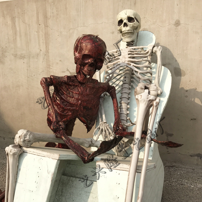 Props de terror de Halloween 165cm esqueleto humano esqueleto esqueleto plástico esqueleto decoración de terror cámara secreta