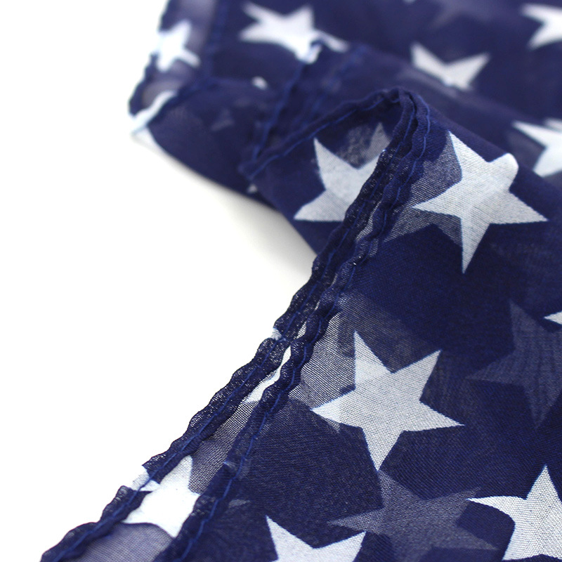 Lenço de chiffon com padrão de estrelas e listras estilo usa_voghion.com