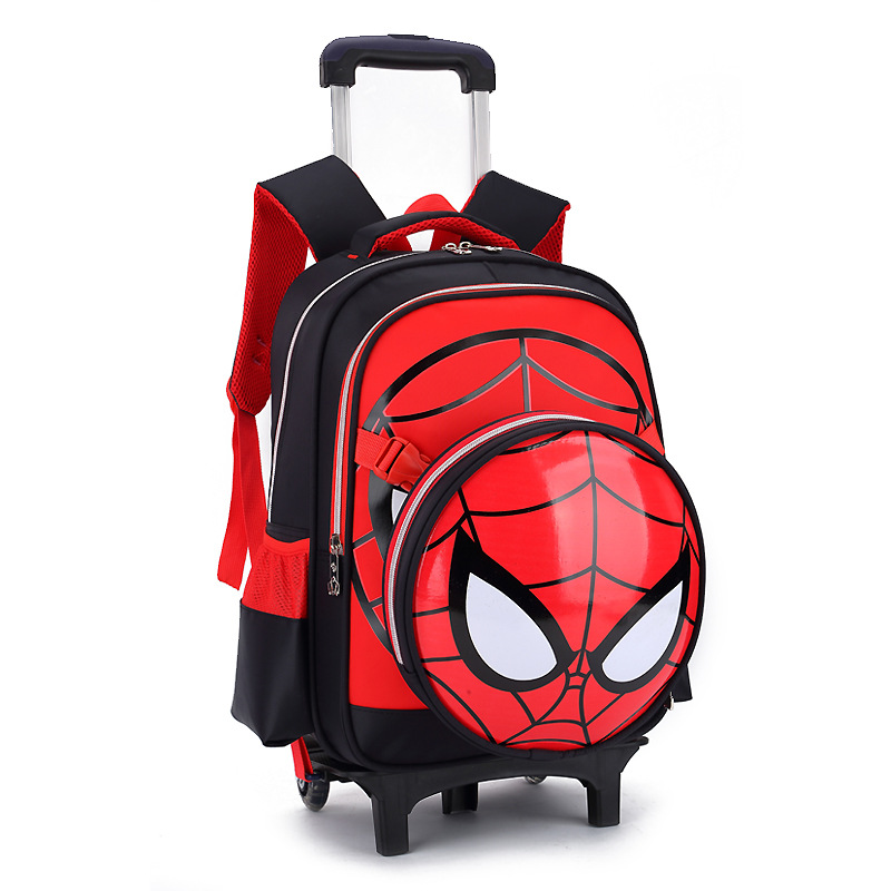 Mochila escolar con ruedas de Spider-Man para niños de 6 a 12 años, Tractor de 2 a 5a generación, descuento extraíble