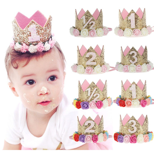 European and American new children's hairbands crown hair accessories baby birthday party performance photo baby headwear wholesale