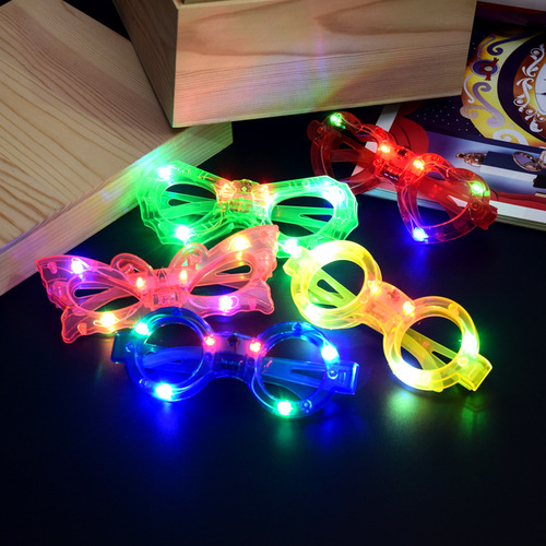 Glowing Glasses LED Blinds Glitter Butterfly Spider-Man Eyes Children's Hot Selling Street Stall Toys Wholesale