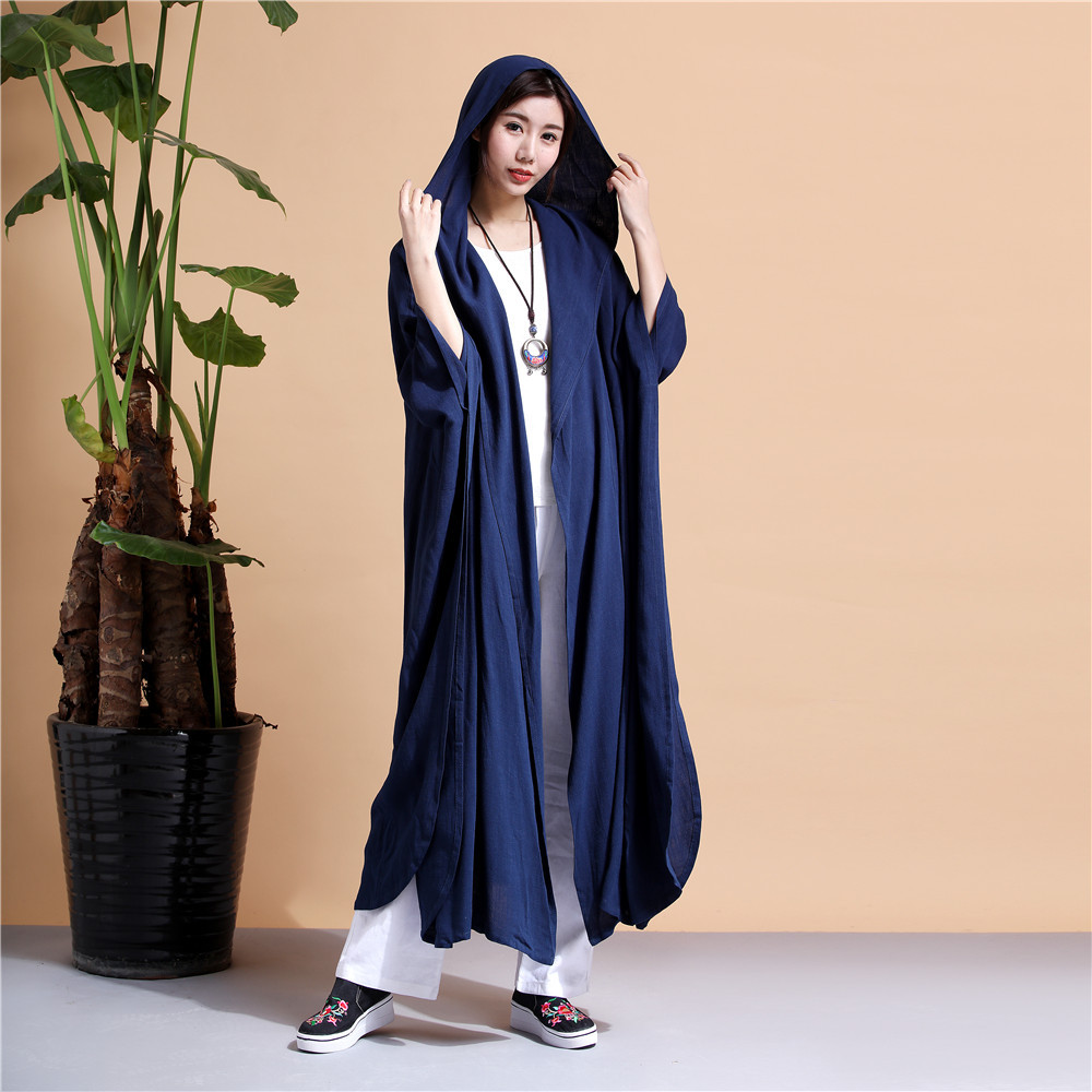 24 秋の新綿とリネンの女性の瞑想服茶禅服マントパーソナライズされたカジュアルカーディガンウインドブレーカー大きいサイズ