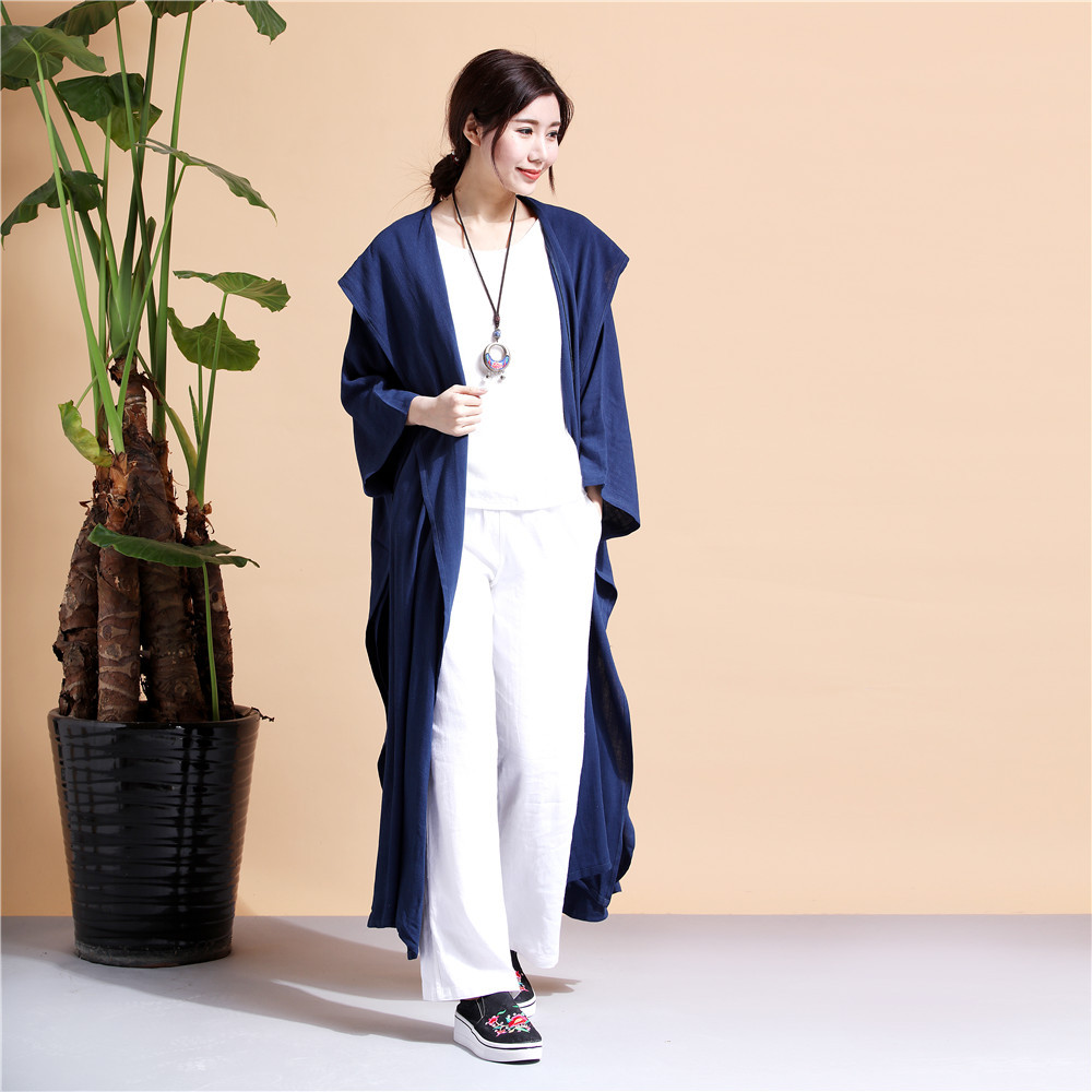 24 秋の新綿とリネンの女性の瞑想服茶禅服マントパーソナライズされたカジュアルカーディガンウインドブレーカー大きいサイズ