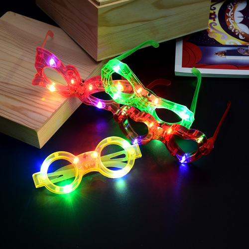 Glowing Glasses LED Blinds Glitter Butterfly Spider-Man Eyes Children's Hot Selling Street Stall Toys Wholesale
