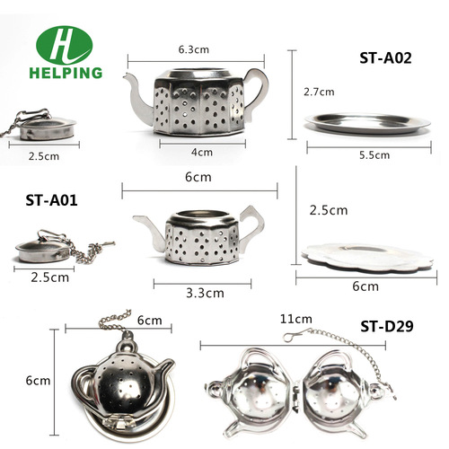 Manufacturer supplies stainless steel 304 round tea strainer, multi-sided teapot-shaped tea infuser, tea drain, LFGB tea separator