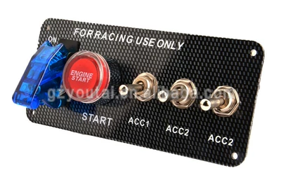 Power supply, ignition system accessories panel modification ignition combination power-off - 4-sites-carbon-pattern-blue-cover-red-key