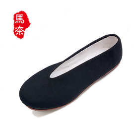 马奈圆口老北京布鞋传统制作礼服呢面料牛皮底透气老头鞋一件代发