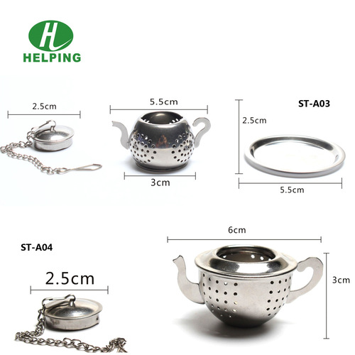 Manufacturer supplies stainless steel 304 round tea strainer, multi-sided teapot-shaped tea infuser, tea drain, LFGB tea separator