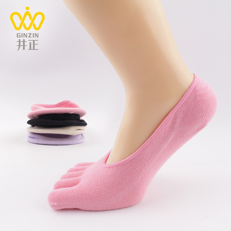 Jingzheng five-finger socks women's summer solid color Japanese cotton invisible non-slip five-finger socks Amazon socks manufacturers batch