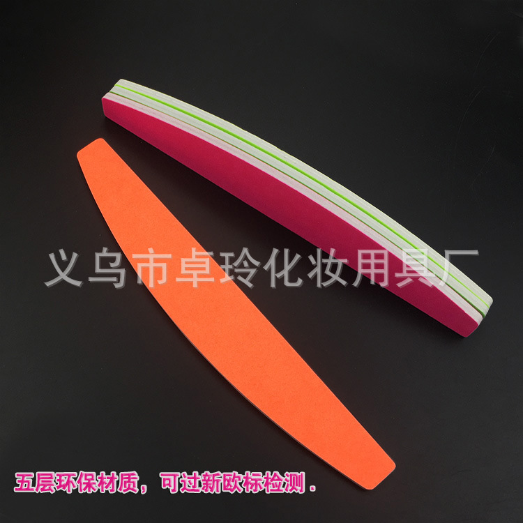 Directo de fábrica de color fluorescente lima de uñas media luna tira de molienda tira de arena de uñas de pulido de doble cara