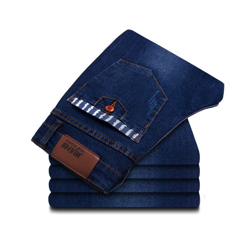 Эластичные джинсы, мужские штаны, для подростков, корейский стиль, slim fit, средний посад