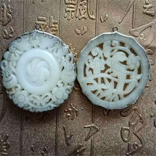 玉器挂件 仿  古和田玉包银玉璧 藏银镶嵌外蒙料镂空白玉牌子批发