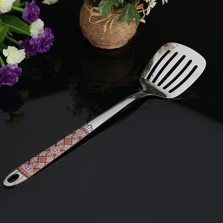 Kitchen Utensil Set (Ruyihua) Stainless Steel, Patterned Handles, Assorted Serving Tools
