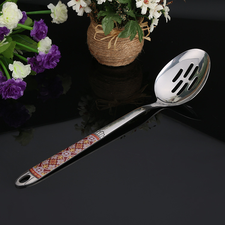 Kitchen Utensil Set (Ruyihua) Stainless Steel, Patterned Handles, Assorted Serving Tools