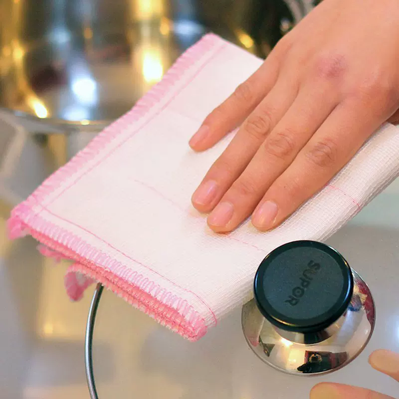 8层棉纱吸水洗碗巾厨房清洁布不易沾油百洁布去油擦碗抹布