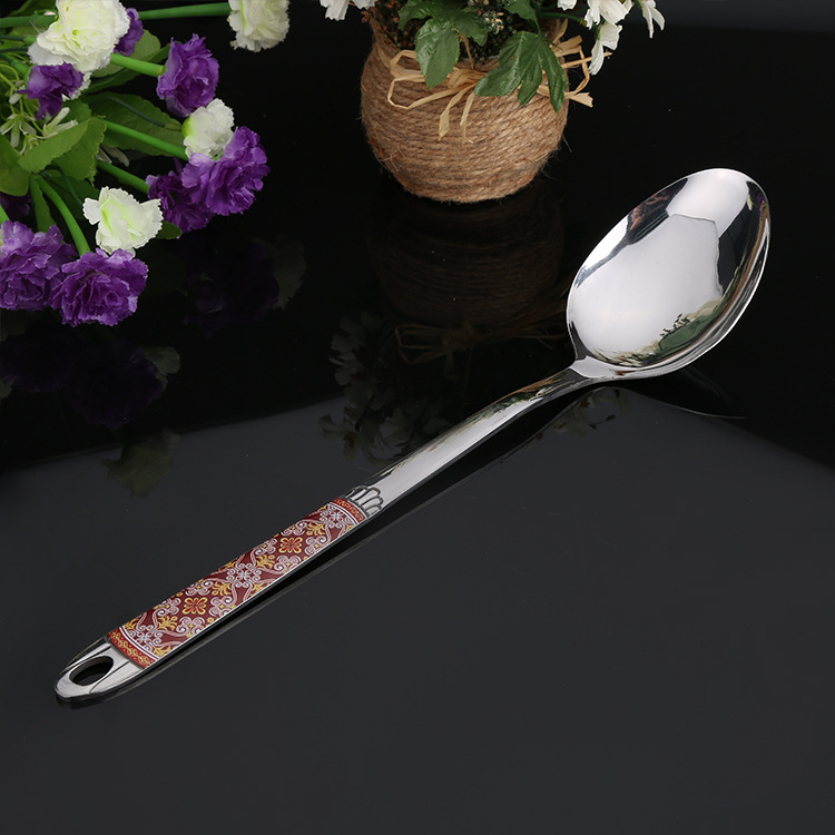 Kitchen Utensil Set (Ruyihua) Stainless Steel, Patterned Handles, Assorted Serving Tools