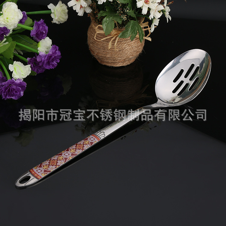 Kitchen Utensil Set (Ruyihua) Stainless Steel, Patterned Handles, Assorted Serving Tools