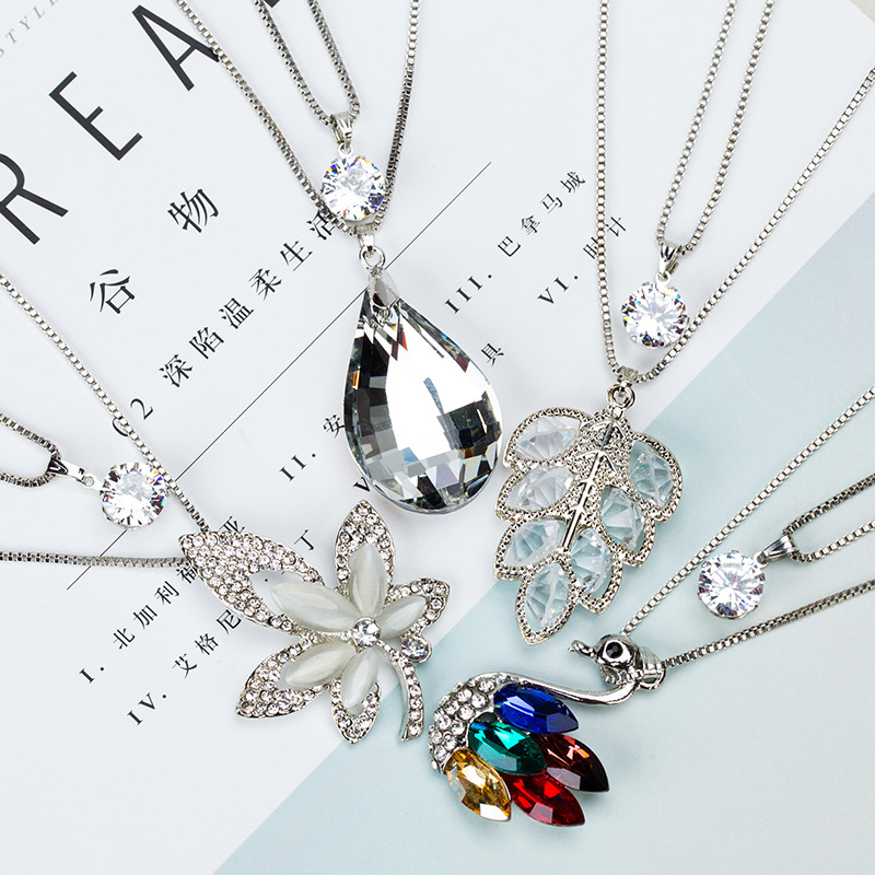 热卖简约时尚百搭韩国毛衣链双层长款项链女配饰吊坠挂件厂家直销