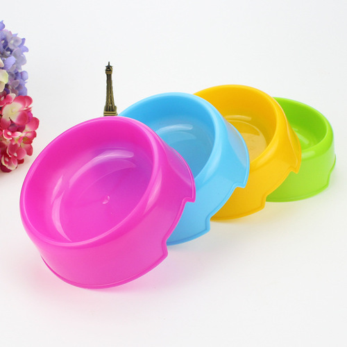 Wholesale economical plastic pet bowl candy color dog bowl round single bowl cat bowl food bowl pet food bowl