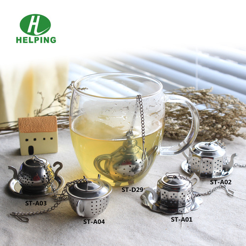 Manufacturer supplies stainless steel 304 round tea strainer, multi-sided teapot-shaped tea infuser, tea drain, LFGB tea separator