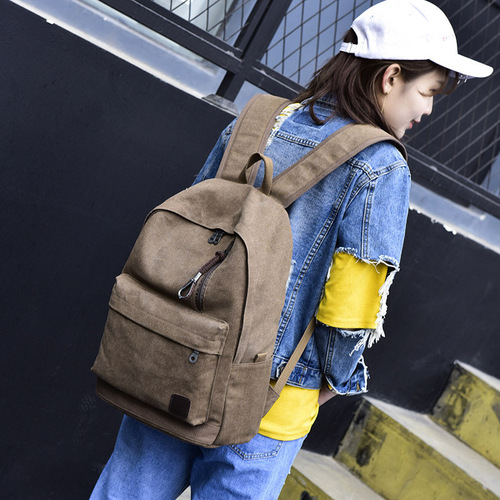 Fashion Trendy Backpack Casual Canvas Backpack Retro Travel Bag College Unisex Student School Bag 8016