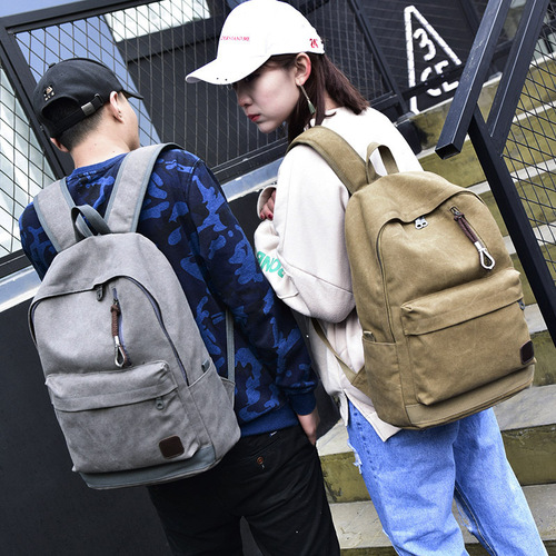 Fashion Trendy Backpack Casual Canvas Backpack Retro Travel Bag College Unisex Student School Bag 8016