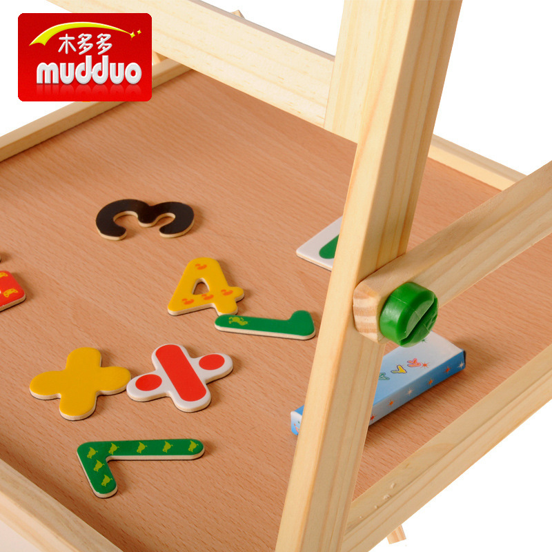 Pizarra magnética de madera de doble cara, caballete educativo 2 en 1, tablero de dibujo multifuncional para niños